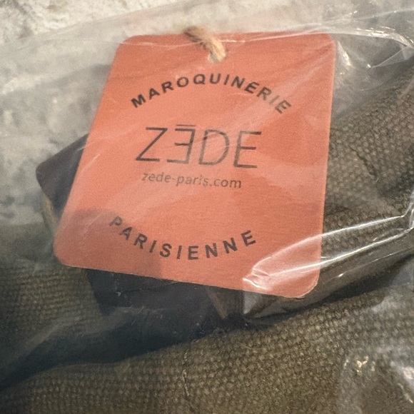 Olive Canvas Shoulder Bag with Brown Straps - Picture 6 of 7